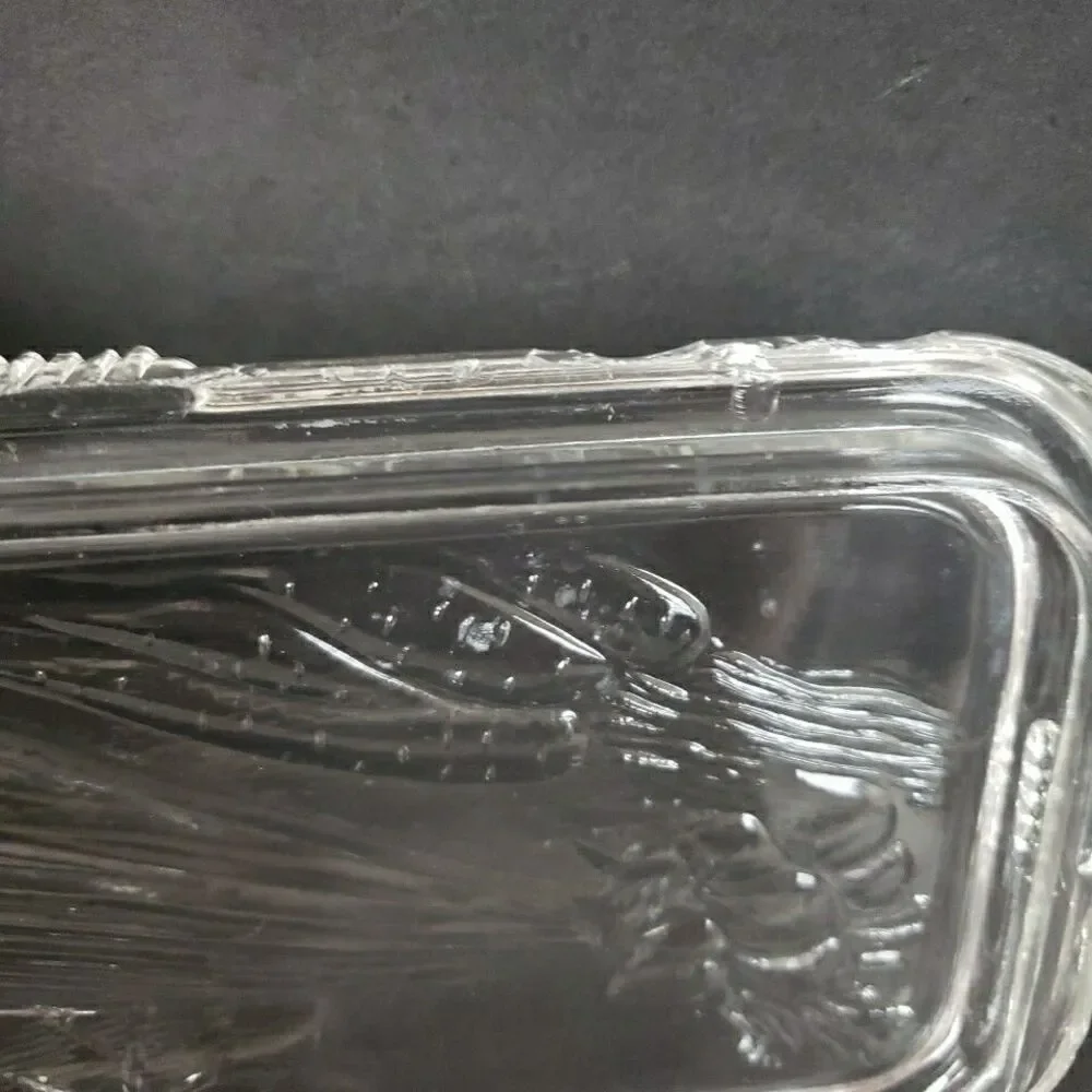 Federal Glass Refrigerator Food Storage Dish Ribbed Vegetable Embossed VTG- Flaw